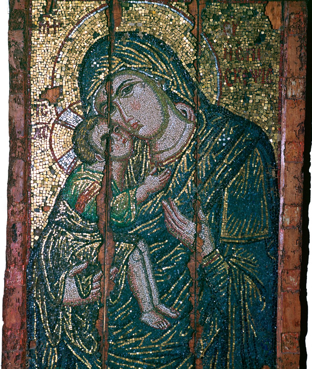 Mosaïque byzantine de la Vierge et l