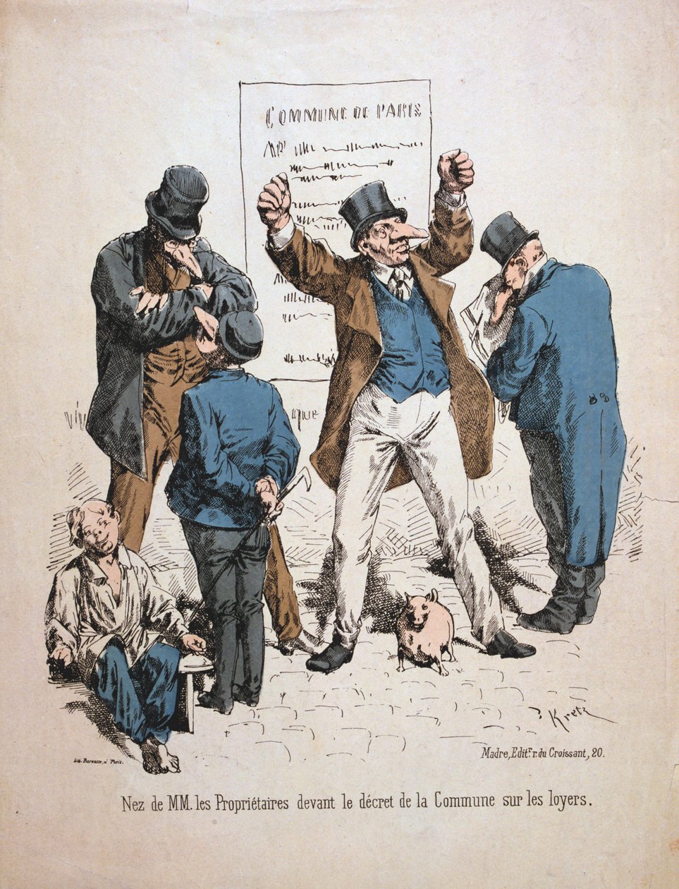 Caricature des propriétaires, Commune de Paris, 1871 - Unbekannt