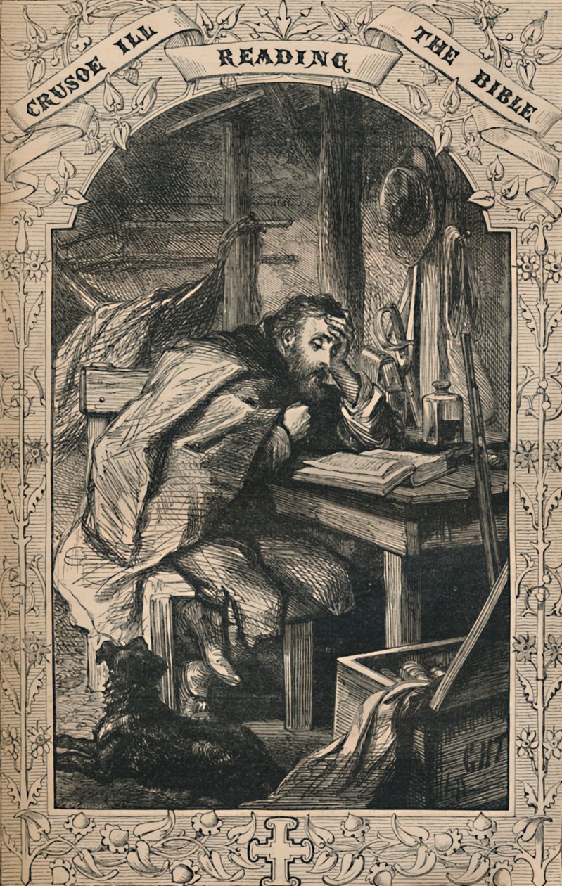 Crusoe Ill lisant la Bible, vers 1870 - Unbekannt