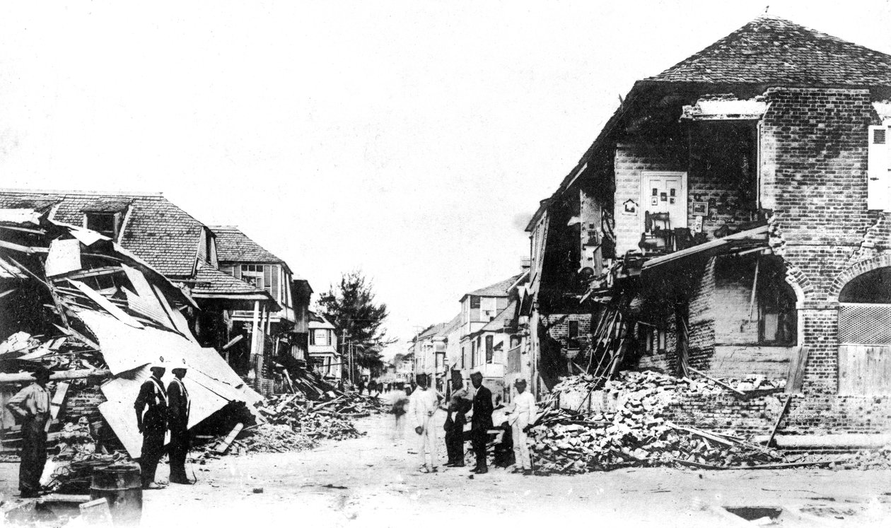 Dégâts du tremblement de terre, Duke Street, Kingston, Jamaïque, 1907 - Unbekannt