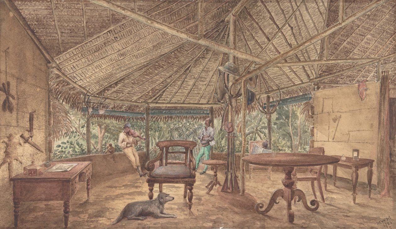 Hommes européens dans une loge de jungle africaine - Unbekannt