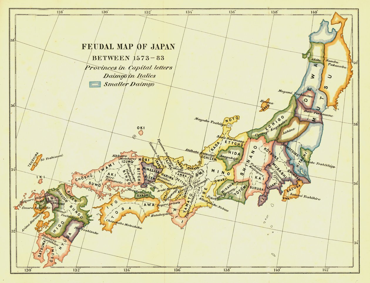 Carte féodale du Japon entre 1573-83 - Unbekannt