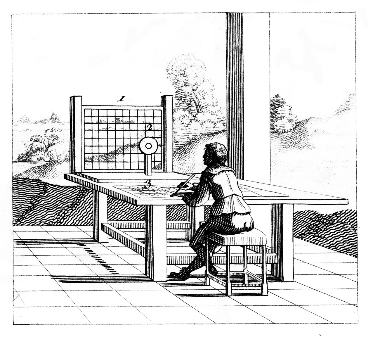 Figure pratiquant le dessin en perspective, 1639 - Unbekannt