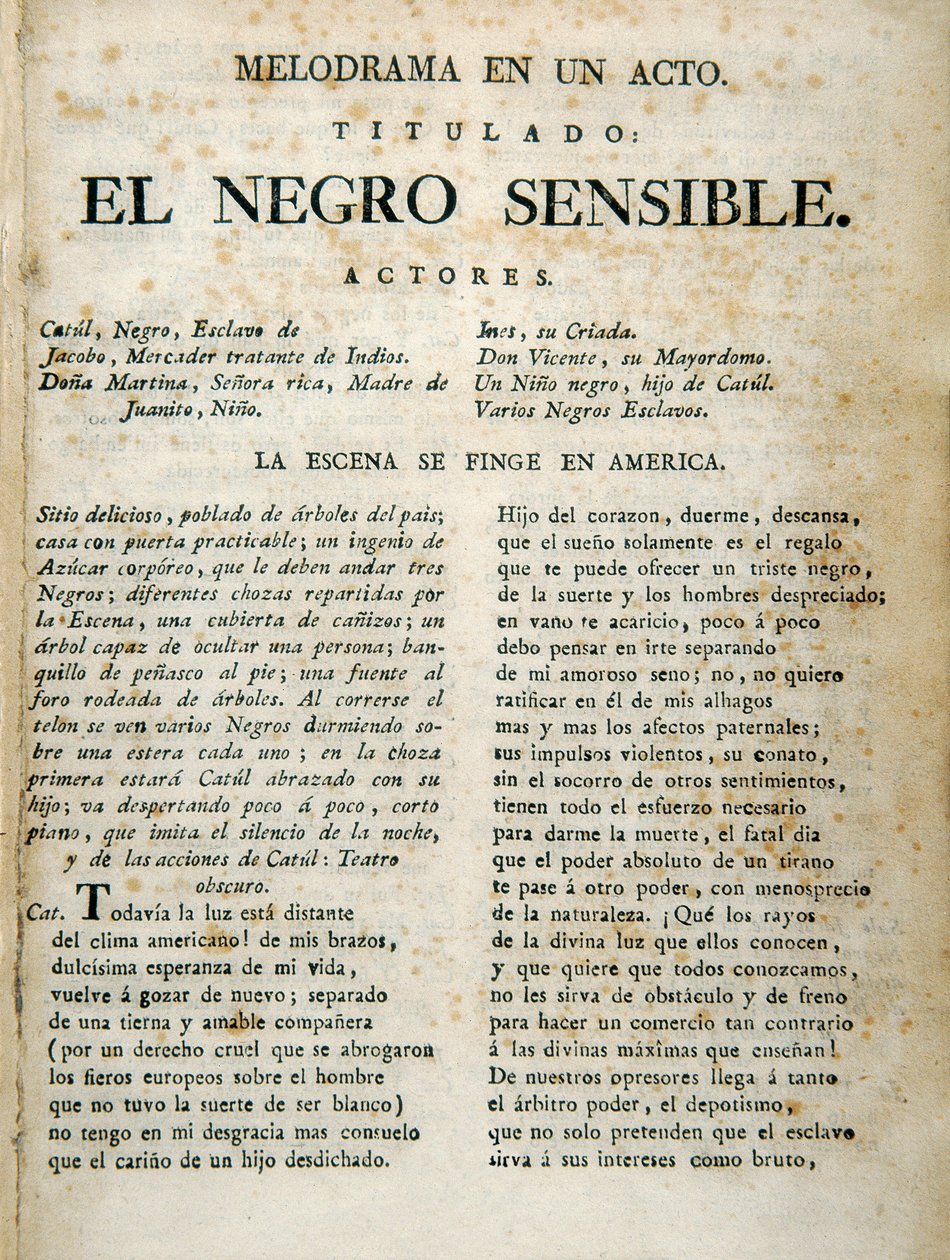 Première page de "El negro sensible" - Unbekannt