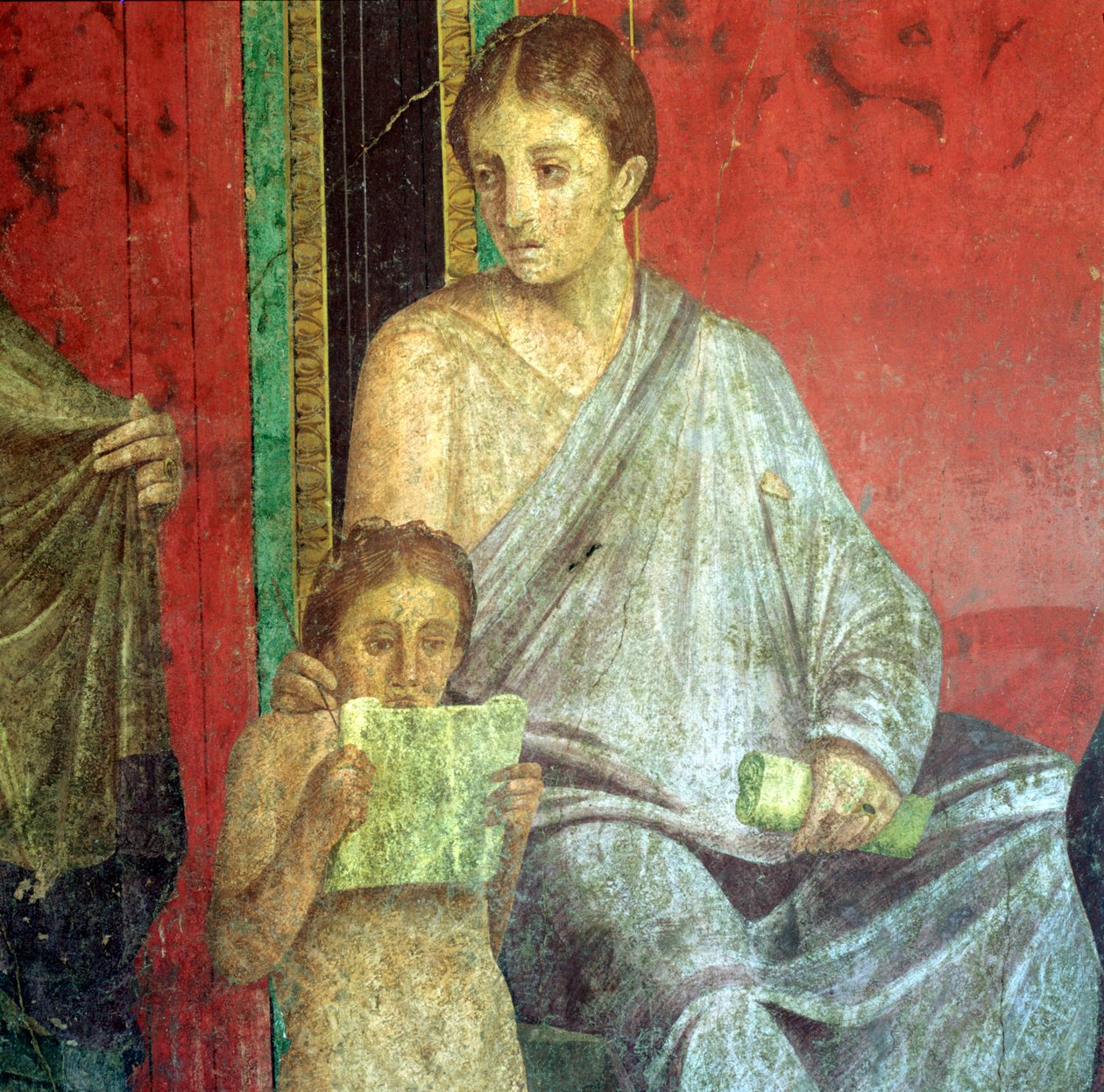 Détail de fresque, Jeune fille lisant, 1er siècle av. J.-C. - Unbekannt