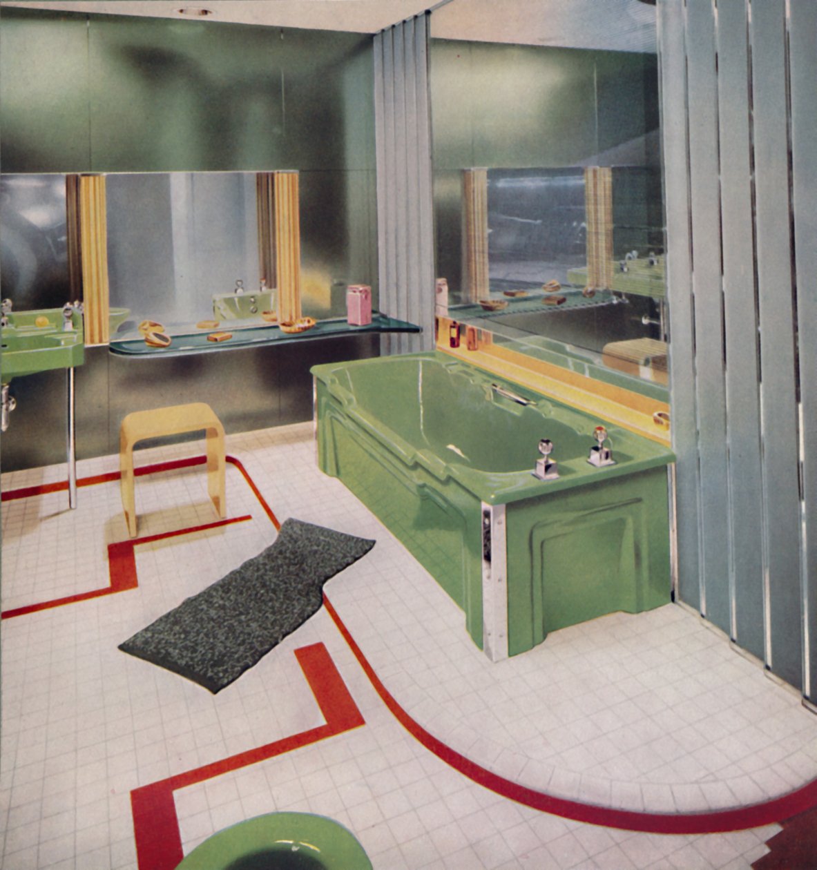 Verre et carrelage dans la salle de bain moderne, 1938 - Unbekannt