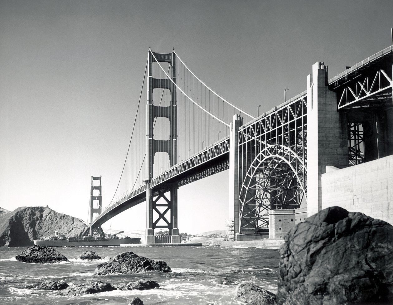 Golden Gate Bridge 1950, Californie (photo n/b) - Unbekannt