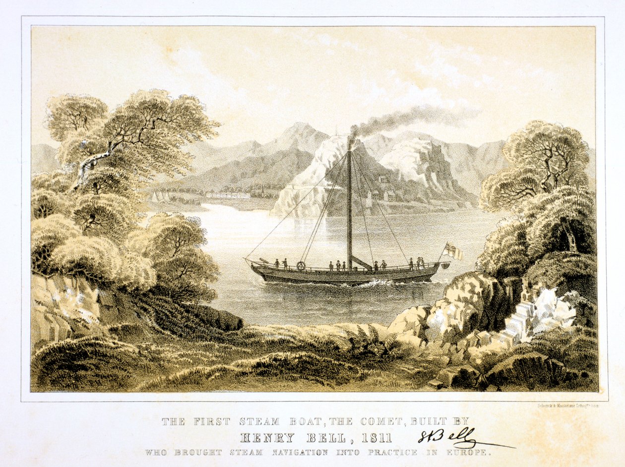 Le bateau à vapeur Comet de Henry Bell de 1811, 1856 - Unbekannt