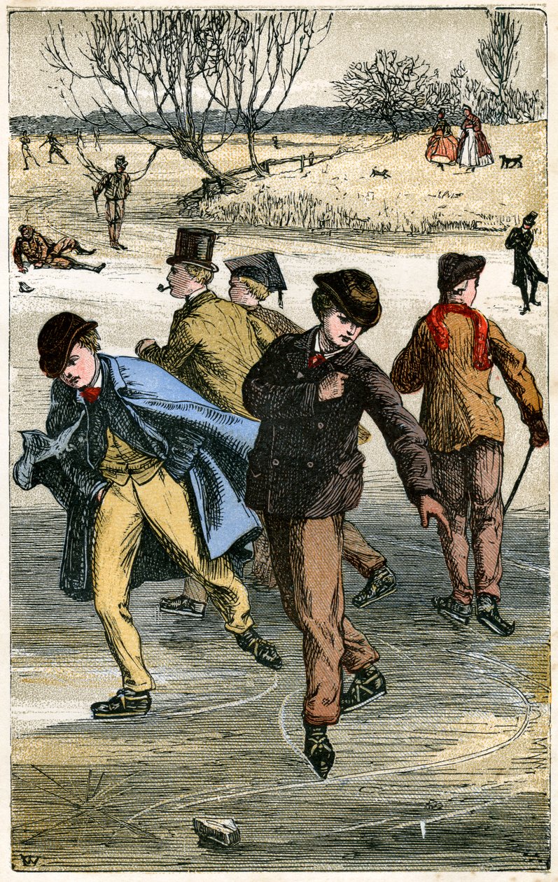 Patinage sur glace, 19e siècle - Unbekannt
