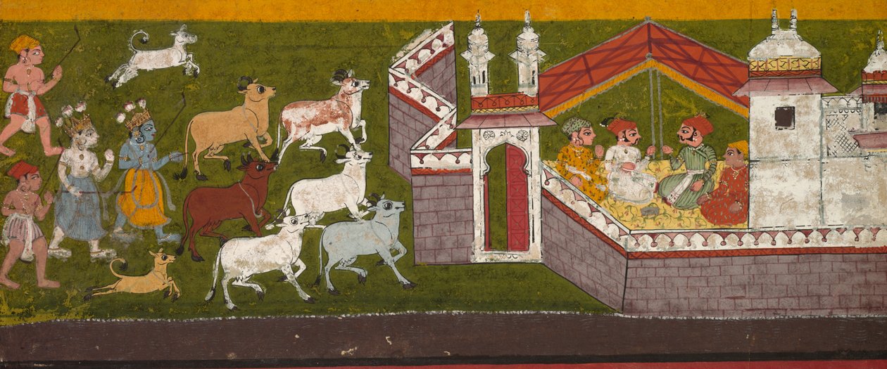 Krishna et Balarama approchant Mathura, vers 1740-1750 - Unbekannt