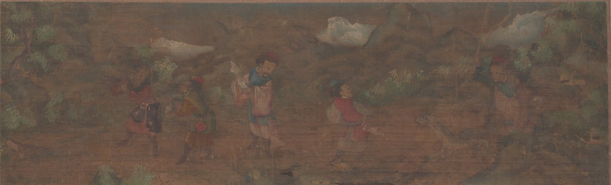 Peinture de paysage avec figure dans un cadre boisé - Unbekannt