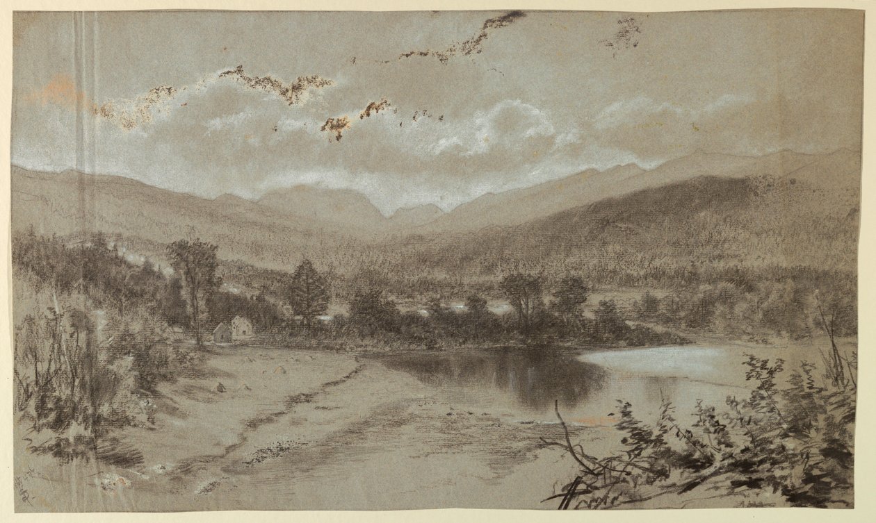 Paysage avec trois bâtiments - Unbekannt