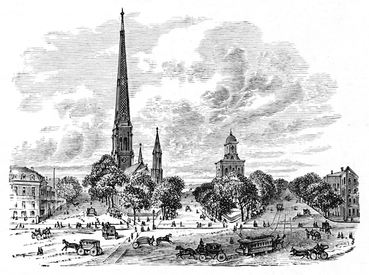 Rue principale, Buffalo, en face des églises, 1883 - Unbekannt