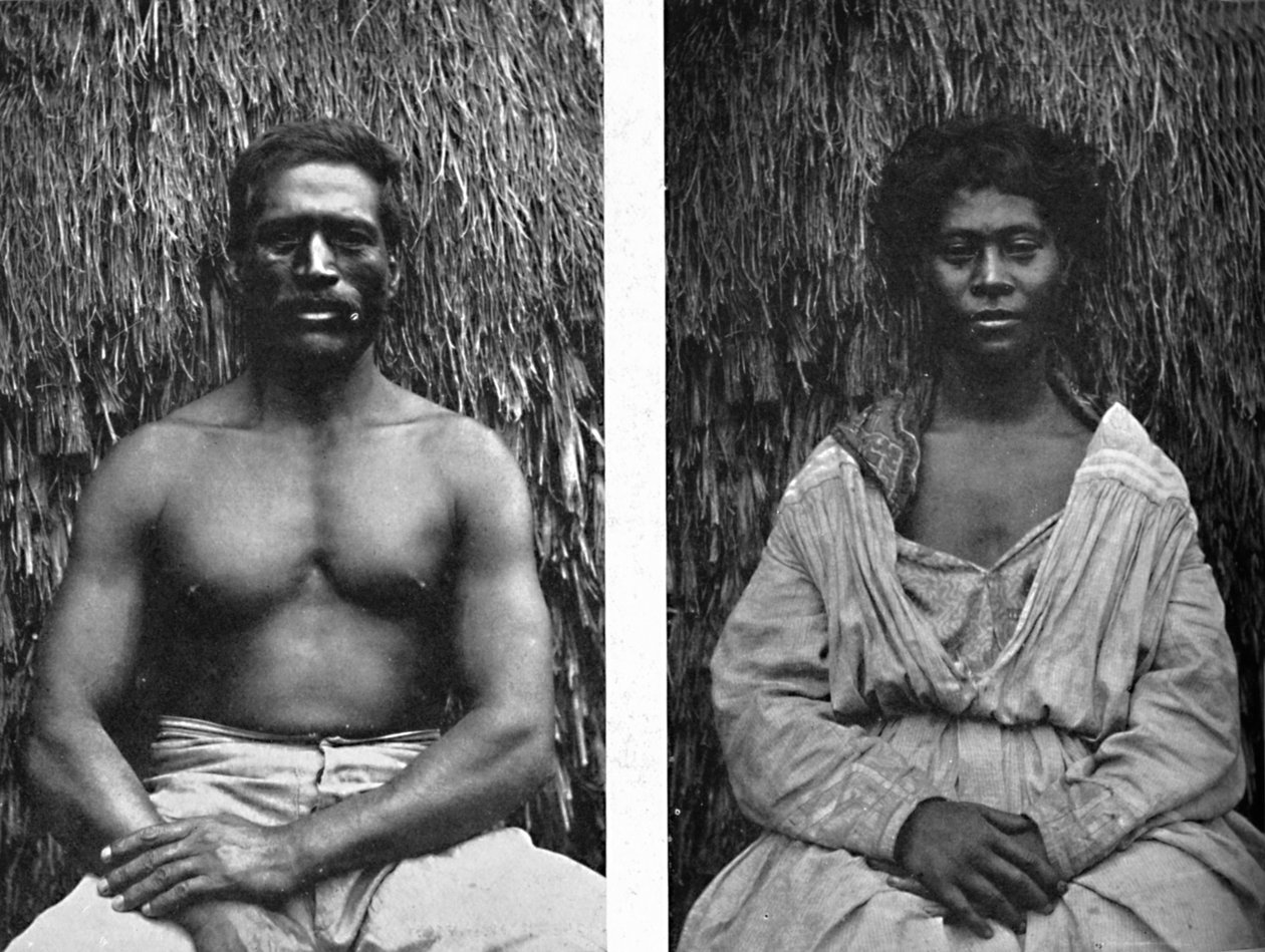 Hawaïens homme et femme en pleine face, 1902 - Unbekannt