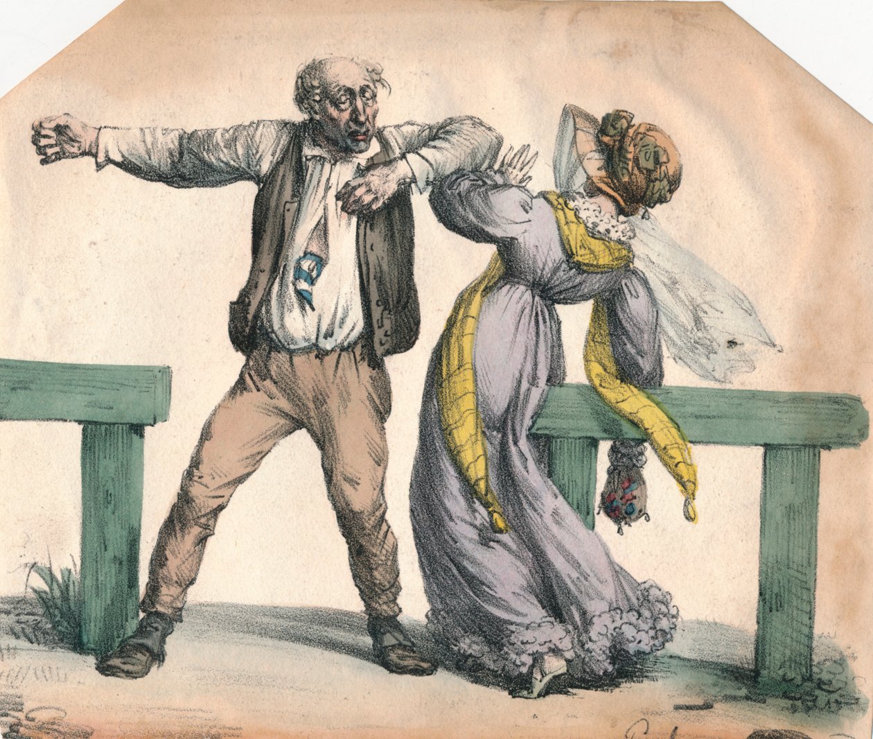 Homme attaquant une femme, 1855 - Unbekannt