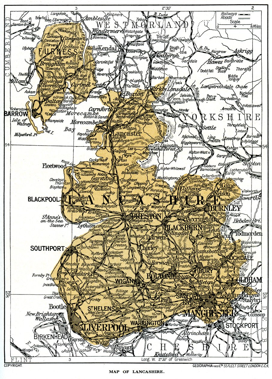 Carte du Lancashire, 1924-1926 - Unbekannt