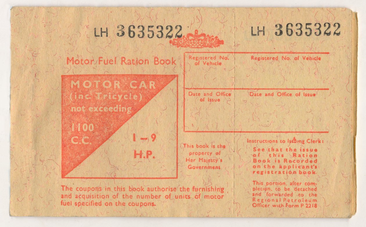 Carnet de rationnement de carburant, vers 1973 - Unbekannt