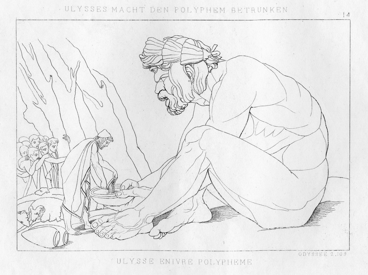 Ulysse buvant avec Polyphème, le cyclope - Unbekannt
