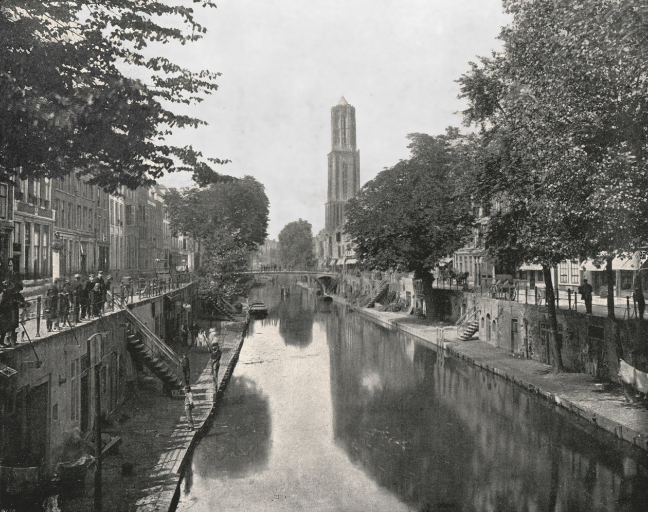 Vieux canal et tour Dom, Utrecht, Pays-Bas, 1895 - Unbekannt