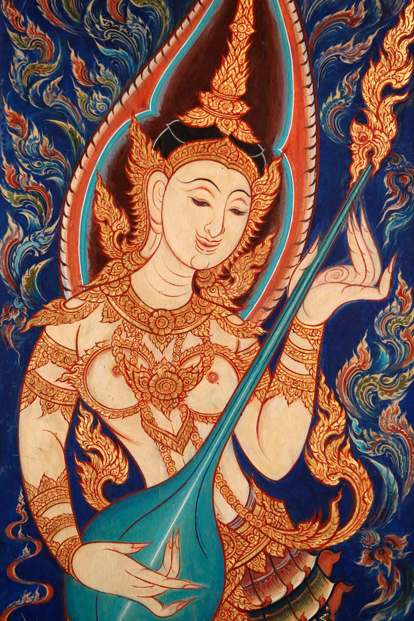 Peinture montrant une apsara jouant de la musique, Lecce, Italie - Unbekannt