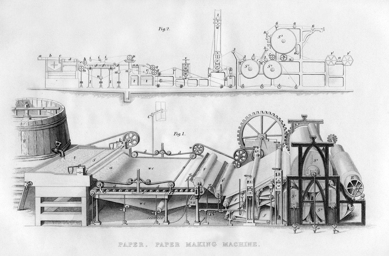 Machine à fabriquer du papier, 1866 - Unbekannt