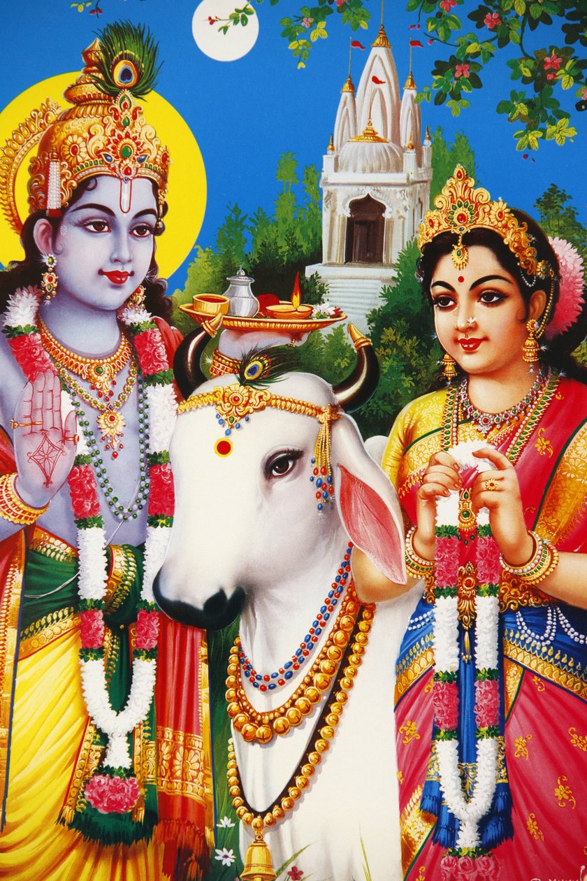 Image des dieux hindous Radha & Krishna, Inde - Unbekannt
