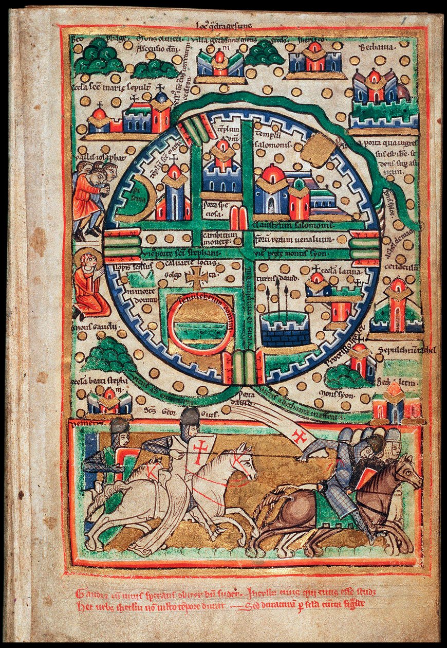 Plan de Jérusalem. Fragment de psautier, vers 1200 - Unbekannt