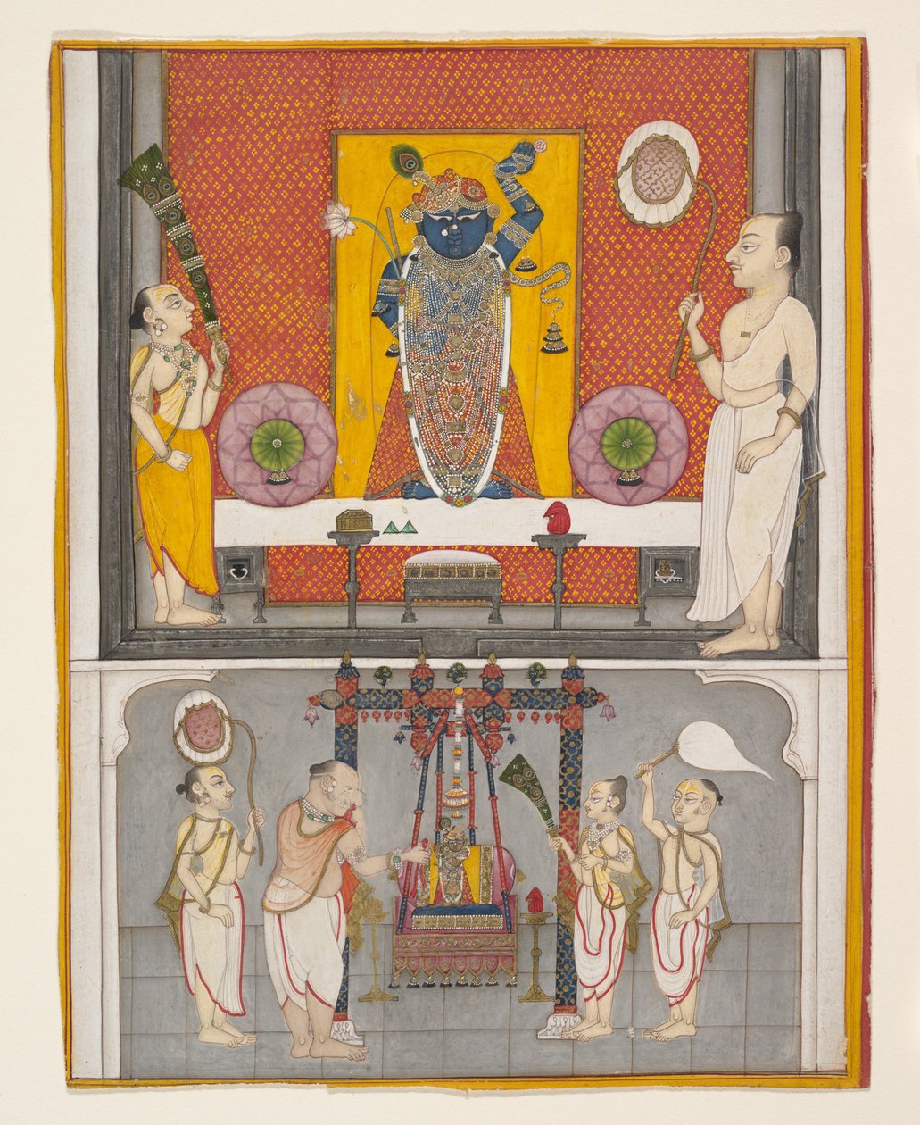 Prêtres devant Shri Nathji, vers 1820 - Unbekannt