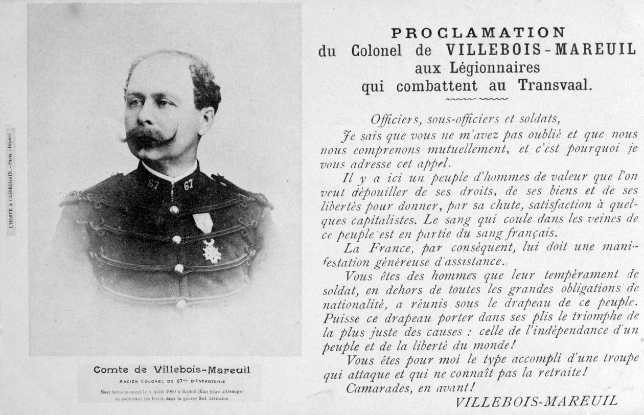 Proclamation par le colonel Villebois-Mareuil, vers 1900 - Unbekannt