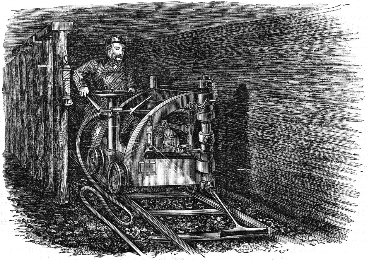 Machine de découpe de charbon sur rail, 1864 - Unbekannt