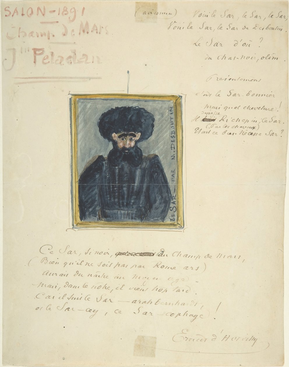 Dessin satirique de Sâr Josèphin Péladan, 1891 - Unbekannt