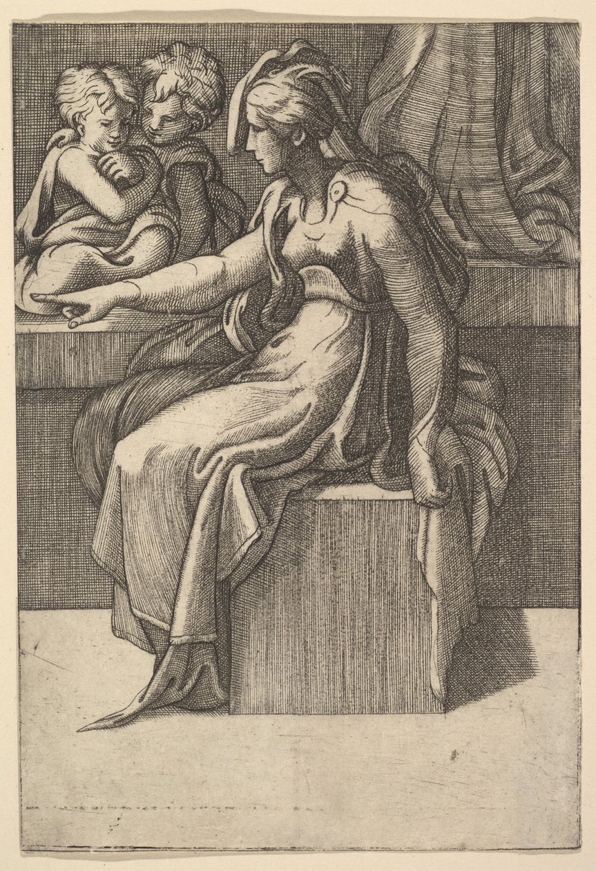 Femme assise avec deux enfants - Unbekannt