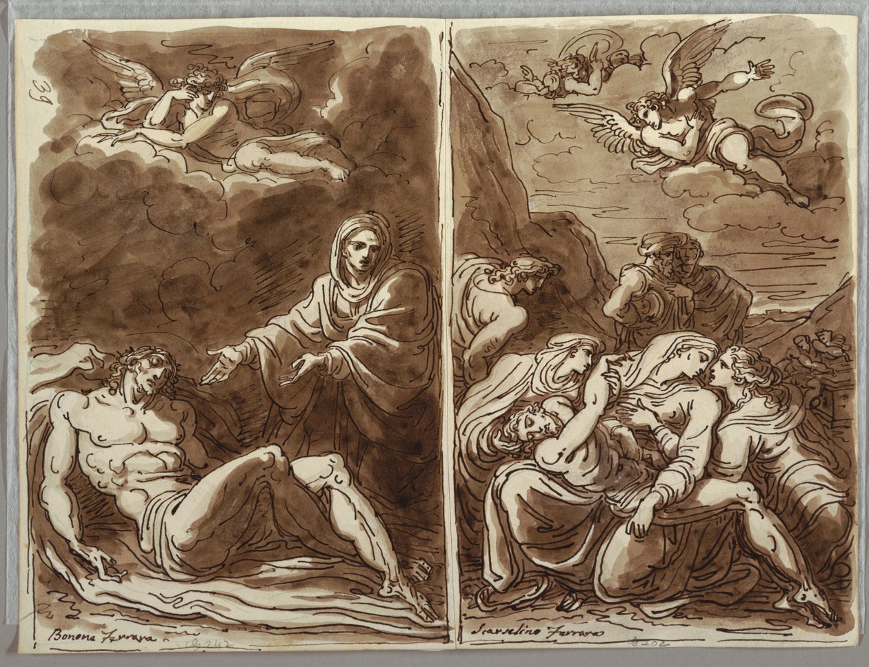 Folio de carnet de croquis, Lamentation sur le corps - Unbekannt