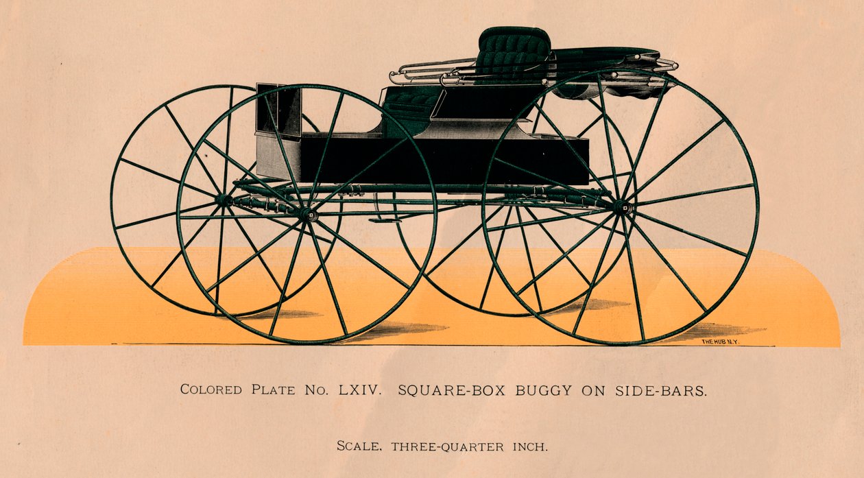 Buggy à boîte carrée sur barres latérales, 1885 - Unbekannt