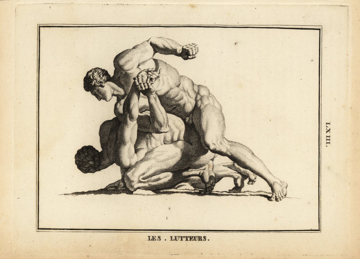 Statue de deux lutteurs masculins nus - Unbekannt
