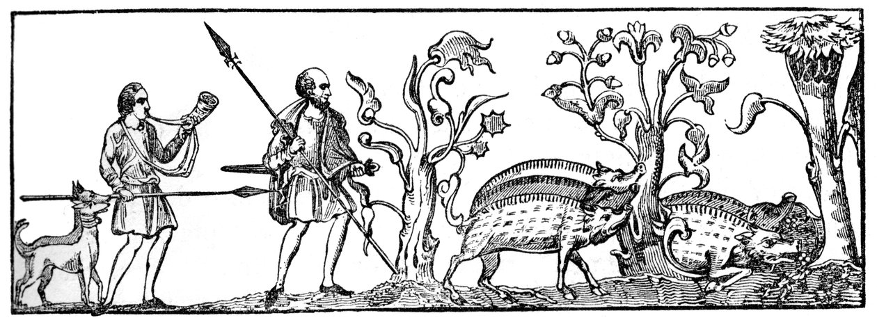 Chasse au porc, 9e siècle, 1833 - Unbekannt