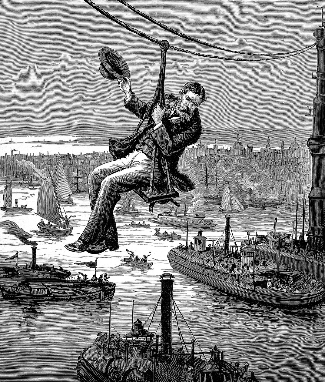 Test des câbles sur le pont de Brooklyn, c1900 - Unbekannt