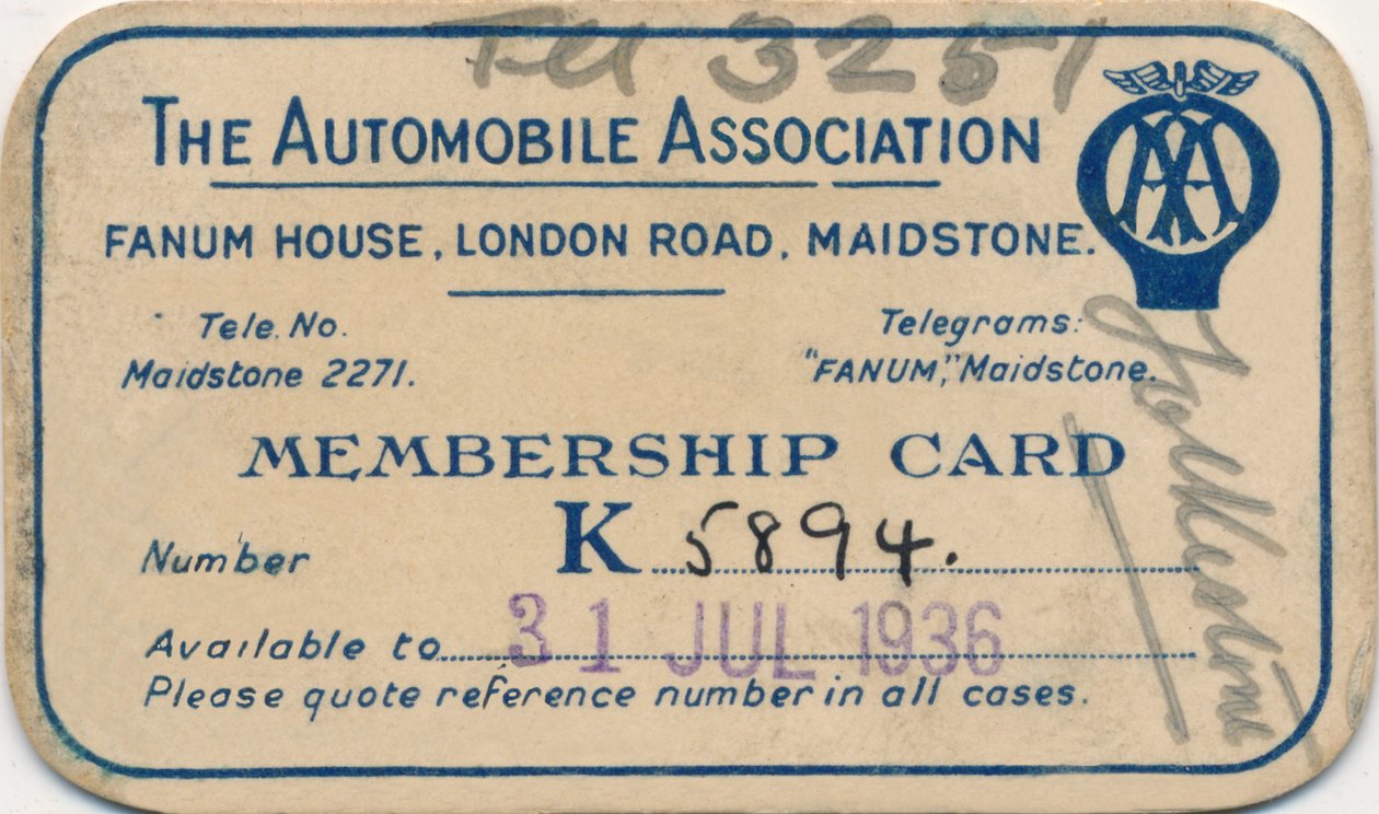 Association Automobile : Carte de membre, 1936 - Unbekannt