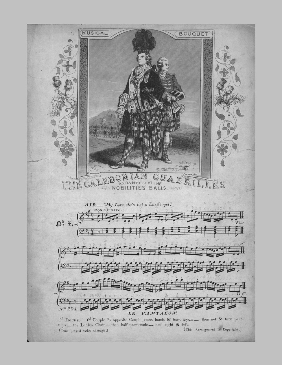 Les Quadrilles Calédoniens, partition musicale, vers 1870 - Unbekannt