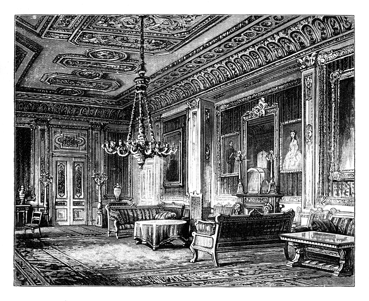 Le salon cramoisi, château de Windsor, vers 1888 - Unbekannt