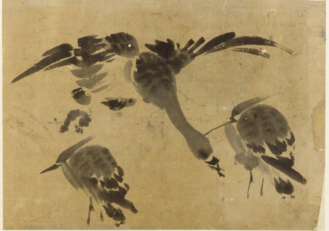 Deux hérons et une oie, période Edo, 1573-1615 - Unbekannt