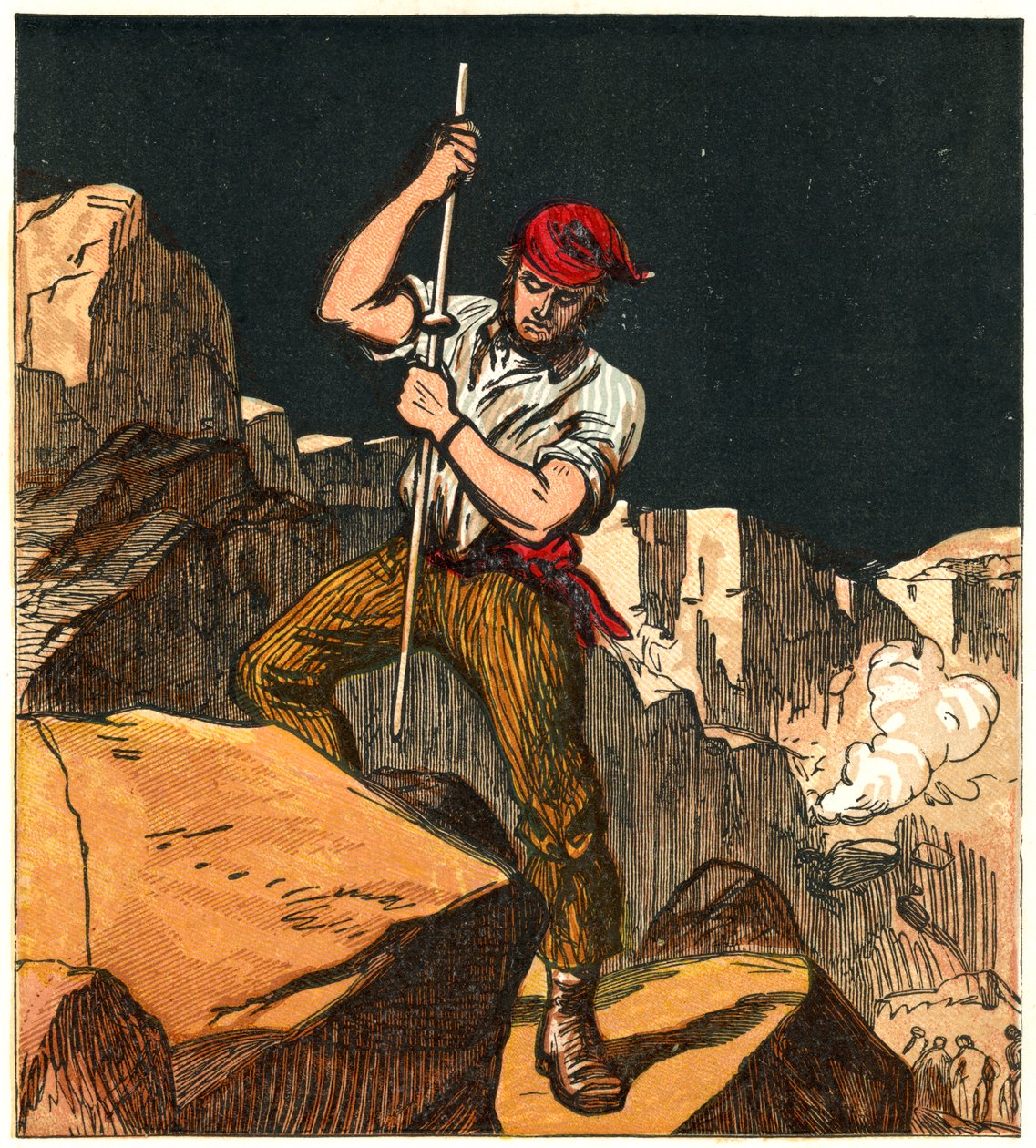 Utilisation de la poudre à canon dans une carrière de pierre, 1867 - Unbekannt