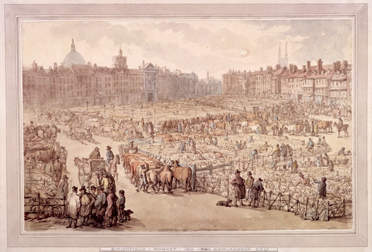 Vue du marché de Smithfield, Londres, 1810 - Unbekannt