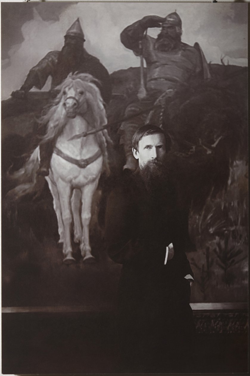 Viktor Vasnetsov devant sa peinture Bogatyrs - Unbekannt