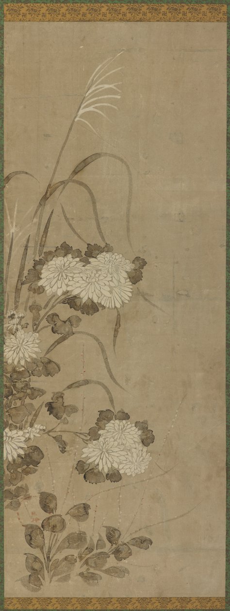 Chrysanthèmes blancs et herbes, période Edo, 1615-1868 - Unbekannt