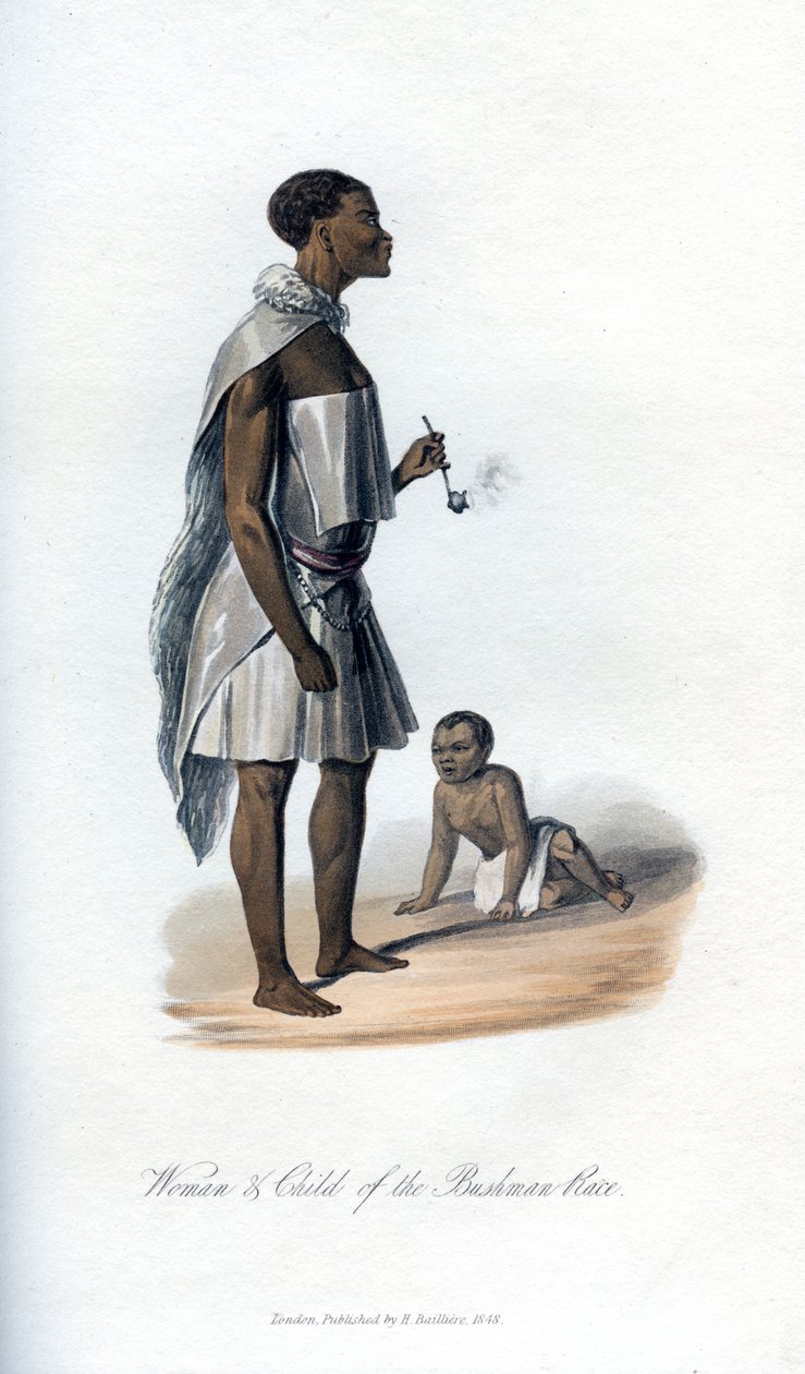 Femme et enfant de la race Bushman, 1848 - Unbekannt