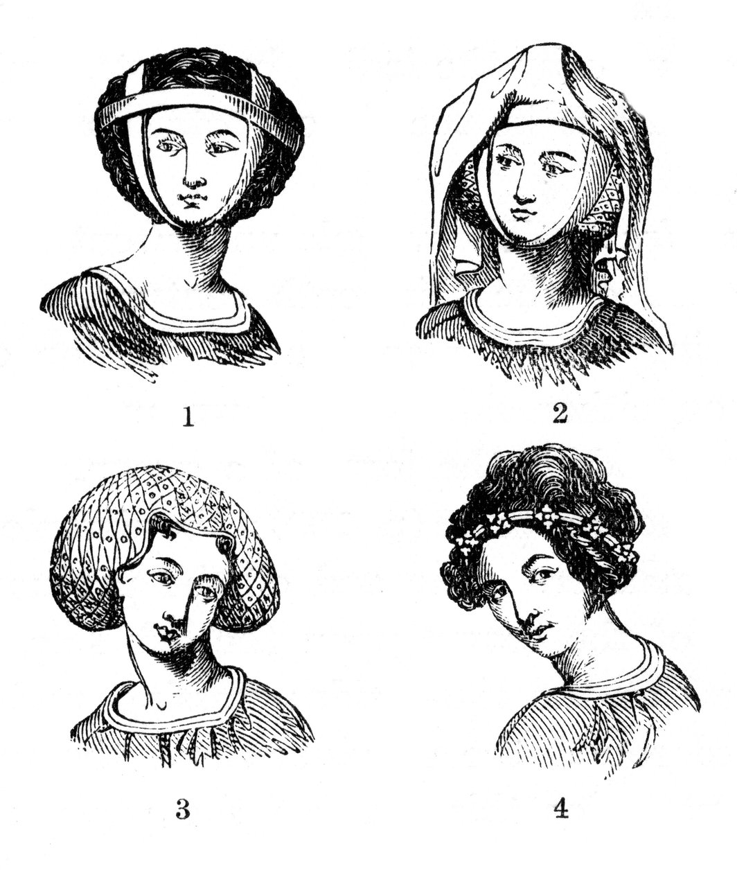 Coiffures féminines, fin 13e-début 14e siècle, 1910 - Unbekannt
