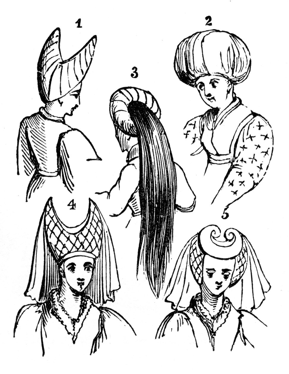 Coiffes féminines, 15e siècle, 1910 - Unbekannt