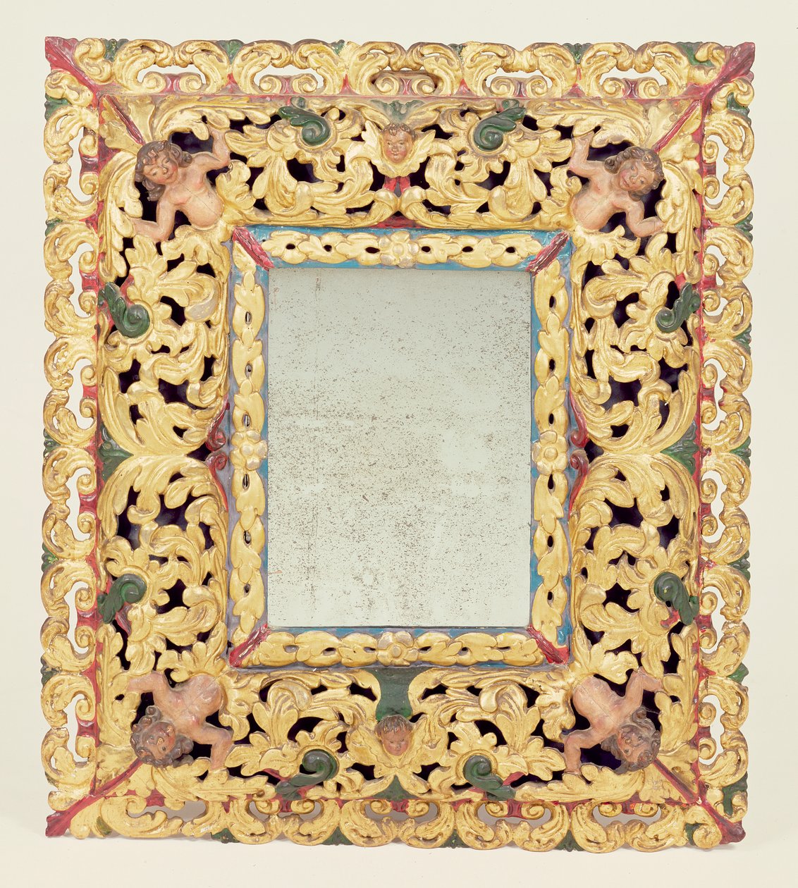 Miroir sculpté et peint de Charles II - Unbekannt Unbekannt