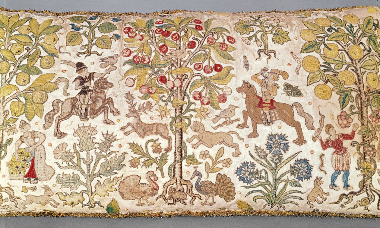 Housse de tabouret, damas, fin 16e siècle - Unbekannt Unbekannt